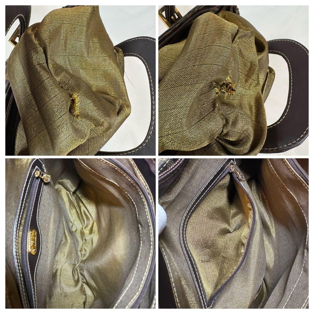 FENDI Canvas Leather Handbag Brown Zucca Gold Hardware Authentic Used From Japan thumbnail 12
