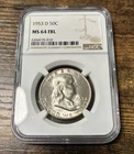 1953-D Franklin 50C Silver Half Dollar, NGC MS64 FBL
