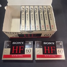 9 Sony HF60 Blank Cassette Tapes Type I 60 Minutes Hi-Fi Recording Sealed
