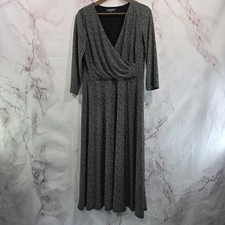 Lauren Ralph Lauren Dress Womens 12 Large Black White Chevron Midi Twist V