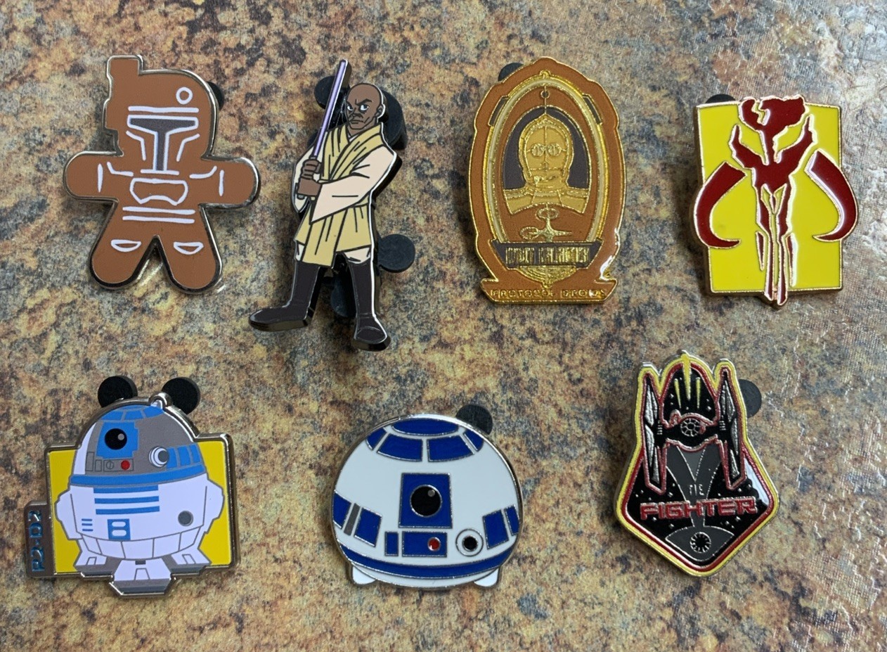 Star Wars Pin Set - Mace Windu, R2D2, C-3PO, Etc