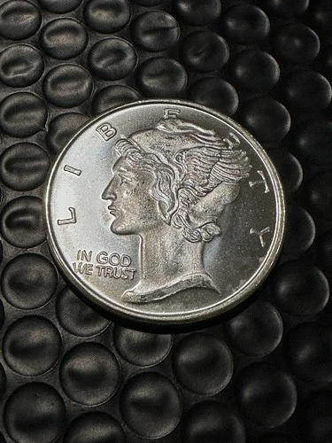 1 oz .999 Fine Silver Round Mercury Dime Design