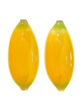 Vintage Set Of 2 Banana Split Boats Ceramic Hand Painted Bowls