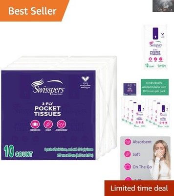 80 Count Travel Tissues - Soft & Absorbent 3-Ply Facial Tissues for Emergencies