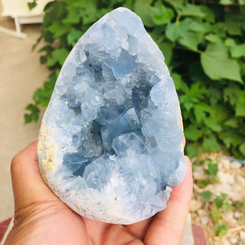560g Natural Blue Celestite Geode Egg Quartz Crystal Mineral Specimen Healing - Picture 2 of 10
