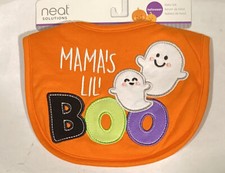 NEW Neat Solutions Halloween Baby Bib "Mama's Lil' BOO" Orange W/ Ghosts h23