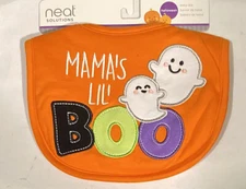 NEW Neat Solutions Halloween Baby Bib "Mama's Lil' BOO" Orange W/ Ghosts h23