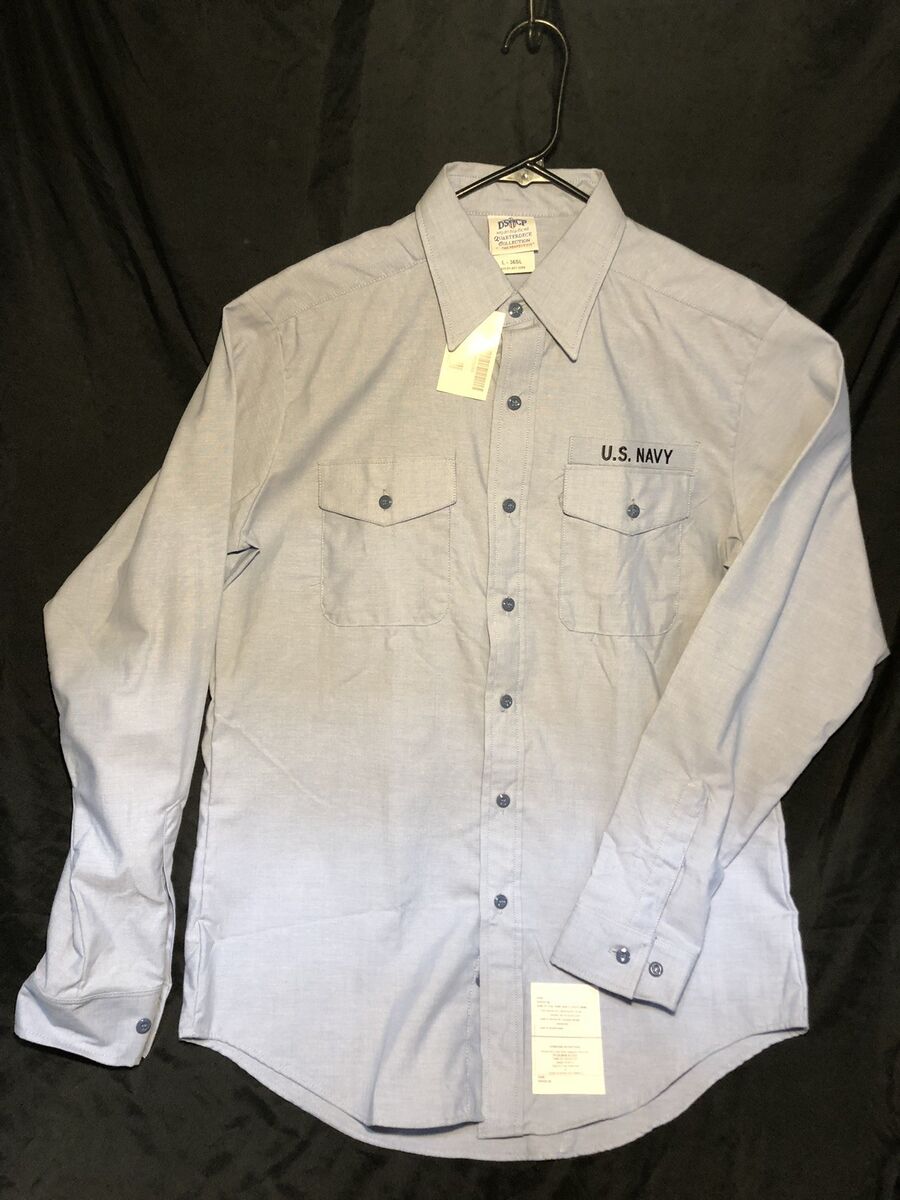 NOS US MILITARY NAVY USN BLUE CHAMBRAY UTILITY WORK LONG NOS US MILITARY NAVY USN BLUE CHAMBRAY UTILITY WORK LONG