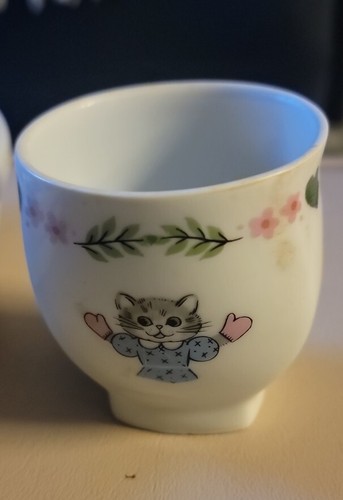 Limoges Baby Food warming Dish set-Kittens/bird cork vintage Hand painted - Picture 7 of 11