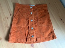Old Navy Girls Size 8 Medium Orange Corduroy Skirt Autumn Rust Button Detail