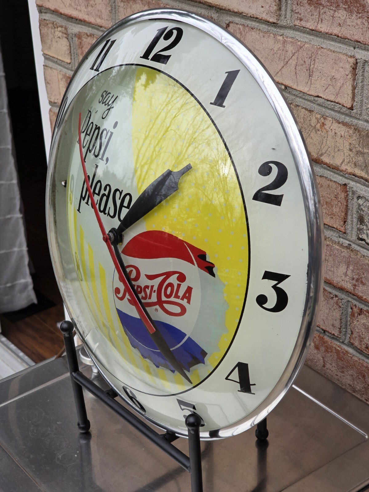 VINTAGE PEPSI CLOCK SIGN DOUBLE BUBBLE 1950s eBay