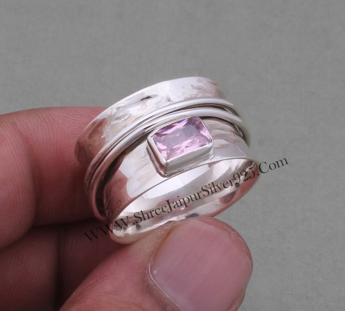 Pink Zircon Spinner Ring-925 Sterling Solid Silver Spinner Ring-Silver Jewelry - 第 4/7 張圖片