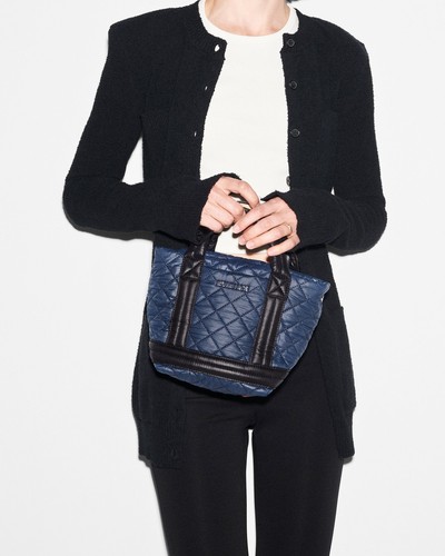 MZ WALLACE Mini Empire Quilted Nylon Tote Crossbody ~NWT~ Navy & Black - Picture 2 of 5