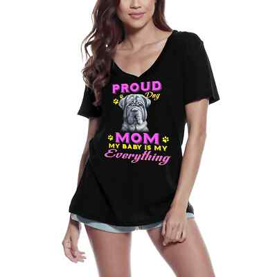 Women's Graphic T-Shirt V Neck Proud Day - Neapolitan Mastiff Dog Mom - My Baby