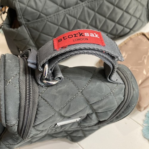 Storksak Bobby Nylon Quilted Diaper Bag Crossbody Tote Bag | Changing Pad | Gray - Picture 8 of 24