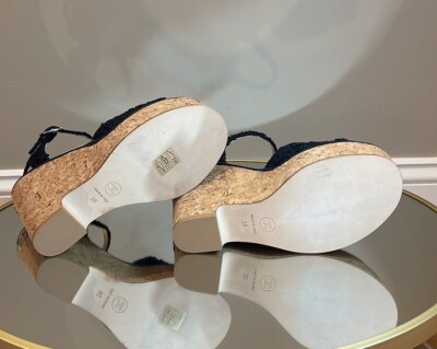 CHANEL 23C Tweed Interlocking CC Cork Wedges Platform CHANEL 23C Tweed Interlocking CC Cork Wedges Platform
