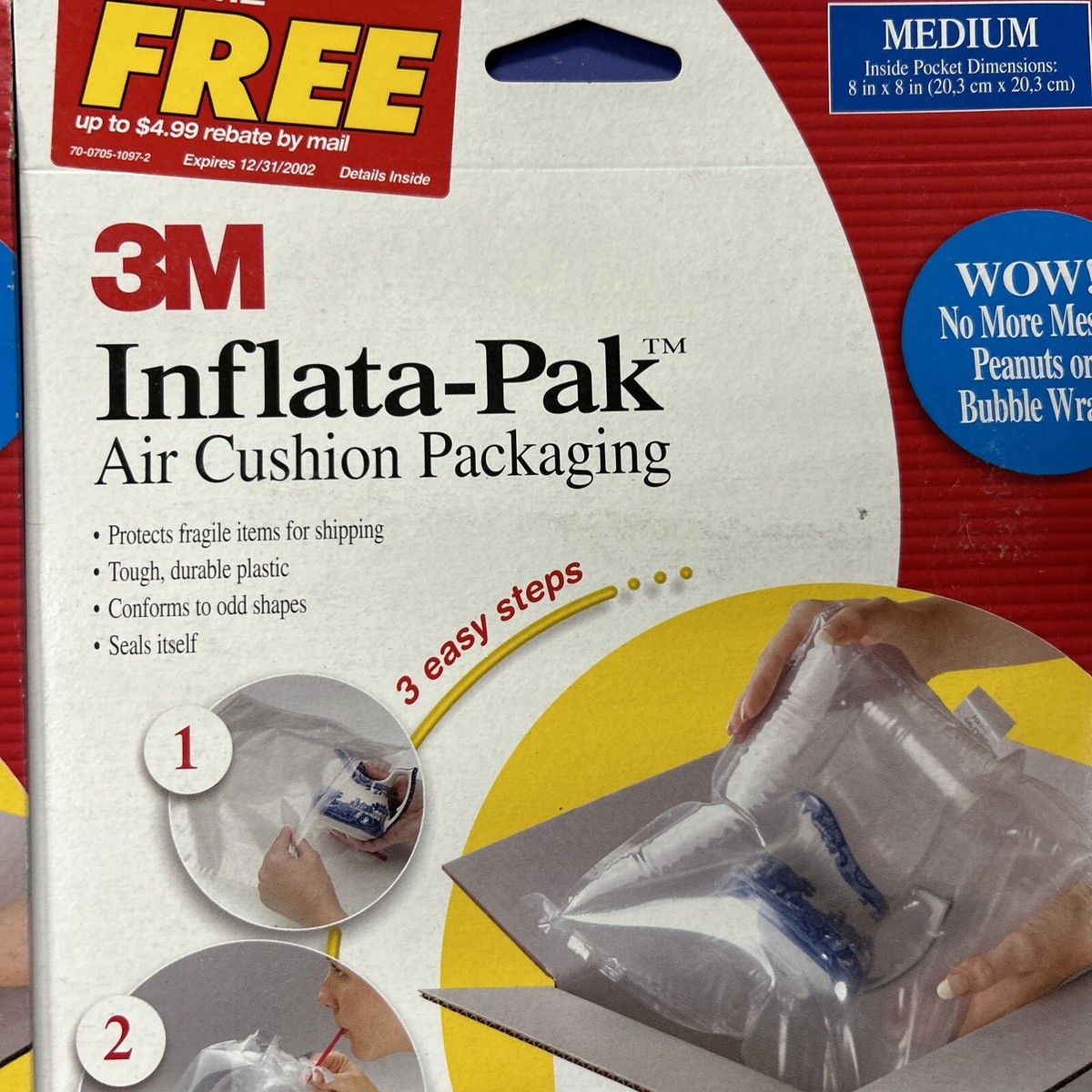 2-Pack 3M INFLATA-PAK Air Cushion Packaging Pocket Shipping