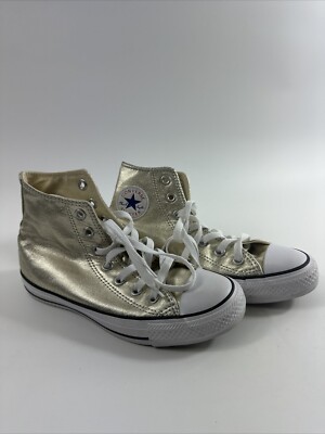Converse Chuck Taylor Shoes Womens Sz 6 Mens 4 Hi Tops Sneakers Gold Metallic