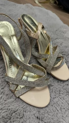 METRO strap rhinestones highell women shoes gold dance club