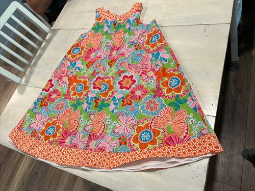 Counting Daisies Floral & Butterflies Sleeveless Dress Lined W/ Bow Size 14 - Picture 12 of 16