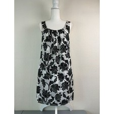 WHBM White House Black Market women's 4 black white sleeveless shift mini dress