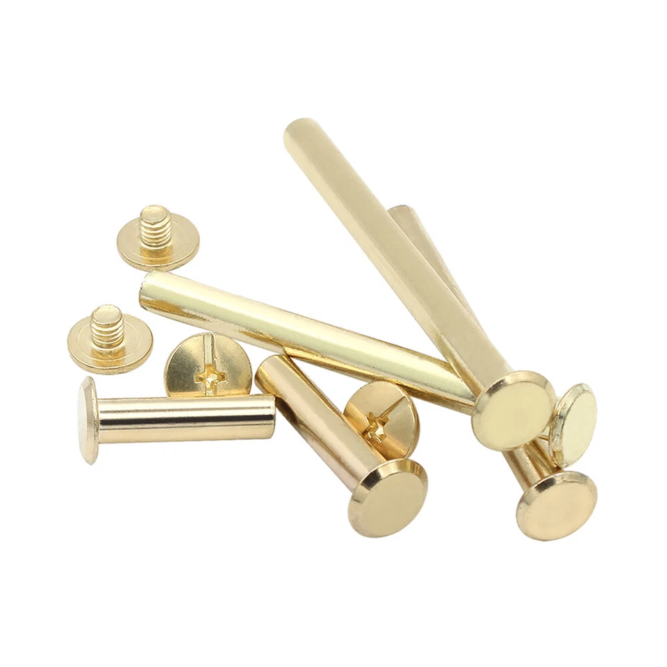 Cartera de cinturón de cuero de latón enchapado M5 Chicago tornillo clavo perno encuadernación remache 6 mm-70 mm Foto 4 de 4