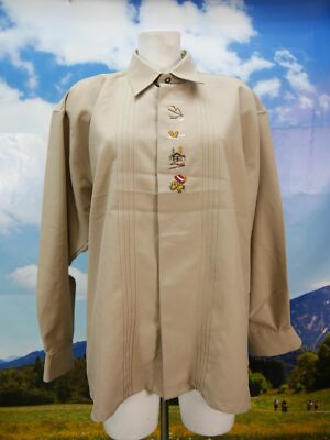 Size L traditional shirt T.M.S. Collection Beige Embroidered Trachten Shirt TH1905