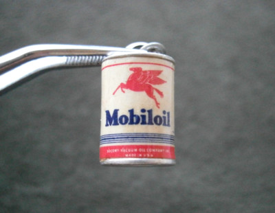 Mobiloil Mobil Oil Can Vintage 1940s Metal Bracelet Charm Pendant