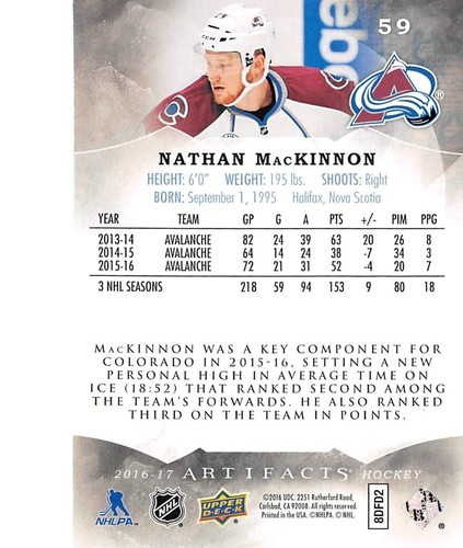 Artefactos Esmeralda #59 2016-17 Nathan MacKinnon/99 - Imagen 3 de 3