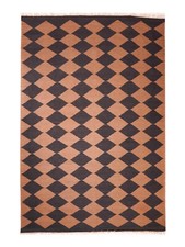 Hand Woven Flat Weave Kilim Wool Area Rug Contemporary Brown Charcoal BBD00108
