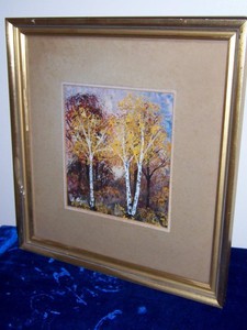 Signed J Algee Autumn Season Changing Aspen Trees Painting