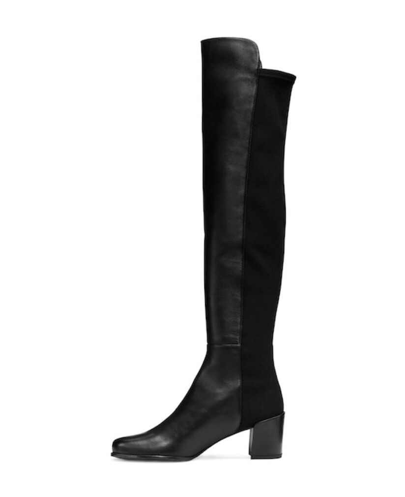 Stuart Weitzman Boots Black Leather Block Heel Over The Knee Stuart Weitzman Boots Black Leather Block Heel Over The Knee