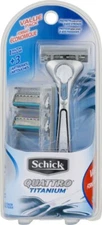 Schickk Quattro Titanium 1 Razor and 3 Refill Blade Cartridges