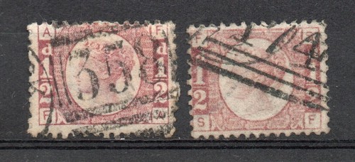 G.B. 1870 1/2d Rosenrot 2 Marken SG 48 keine versteckten Mängel durchschnittlich gebraucht