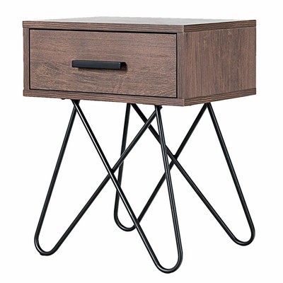 Nightstand Side End Coffee Table Storage Display Steel Hairpin