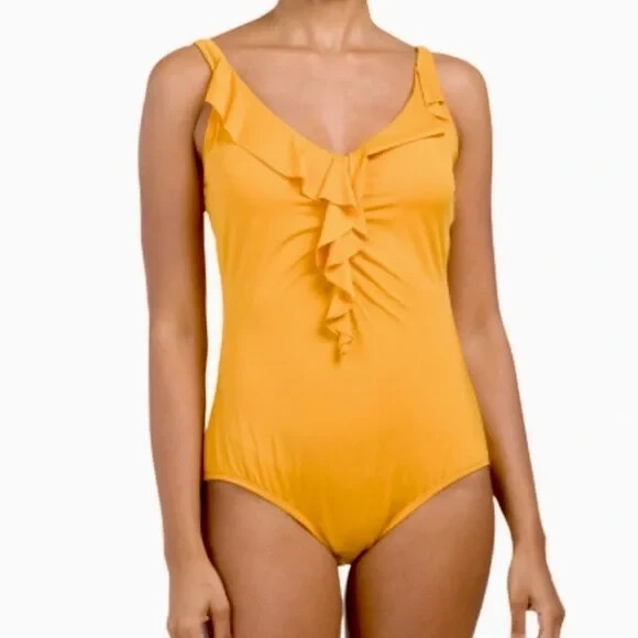 jantzen swimsuit 14 gold one piece ruffle for sale online eBay