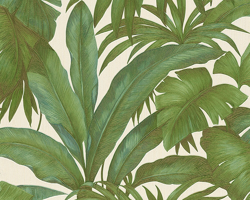 Wallpaper non-woven leaves green cream AS Creation Versace 96240-5 (8,10£/1qm)