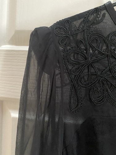 Karen Millen Long sleeve 100% Silk Black Blouse Size 12UK/AUS NWT RRP $295 - Picture 17 of 18
