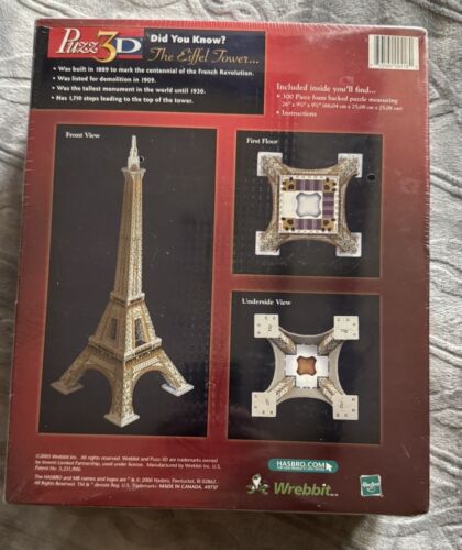 Eiffel Tower 3D Puzzle - 300 Pieces 2 feet tall Hasbro NIB FACTORY SEALED - Picture 2 of 6