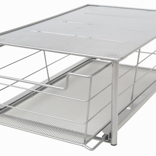 Small Slide-Out Drawer Organizer Stackable Storage Bin Steel Durable Bathroom - Picture 5 of 5