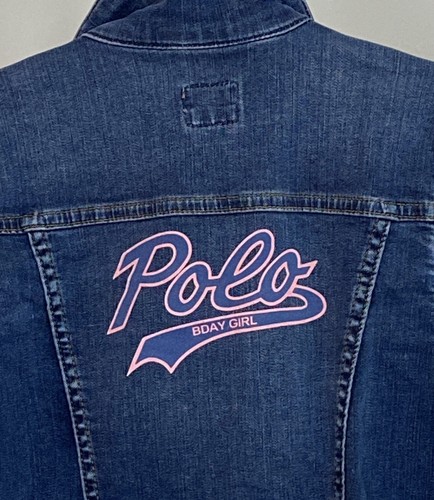 POLO Ralph Lauren Girls RARE Birthday Denim Jean Jacket Size 10 “BDAY GIRL” - Picture 4 of 12
