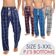Mens Long Pyjama Bottoms Woven Lounge Long Pants PJ's Trousers Nightwear S-XXL