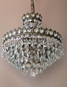 Antique Vintage Crystal Chandelier 1950 S Ceiling Lighting Brass