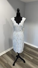Eliza J blue  lace dress floral pattern size 6 sheath style NEW