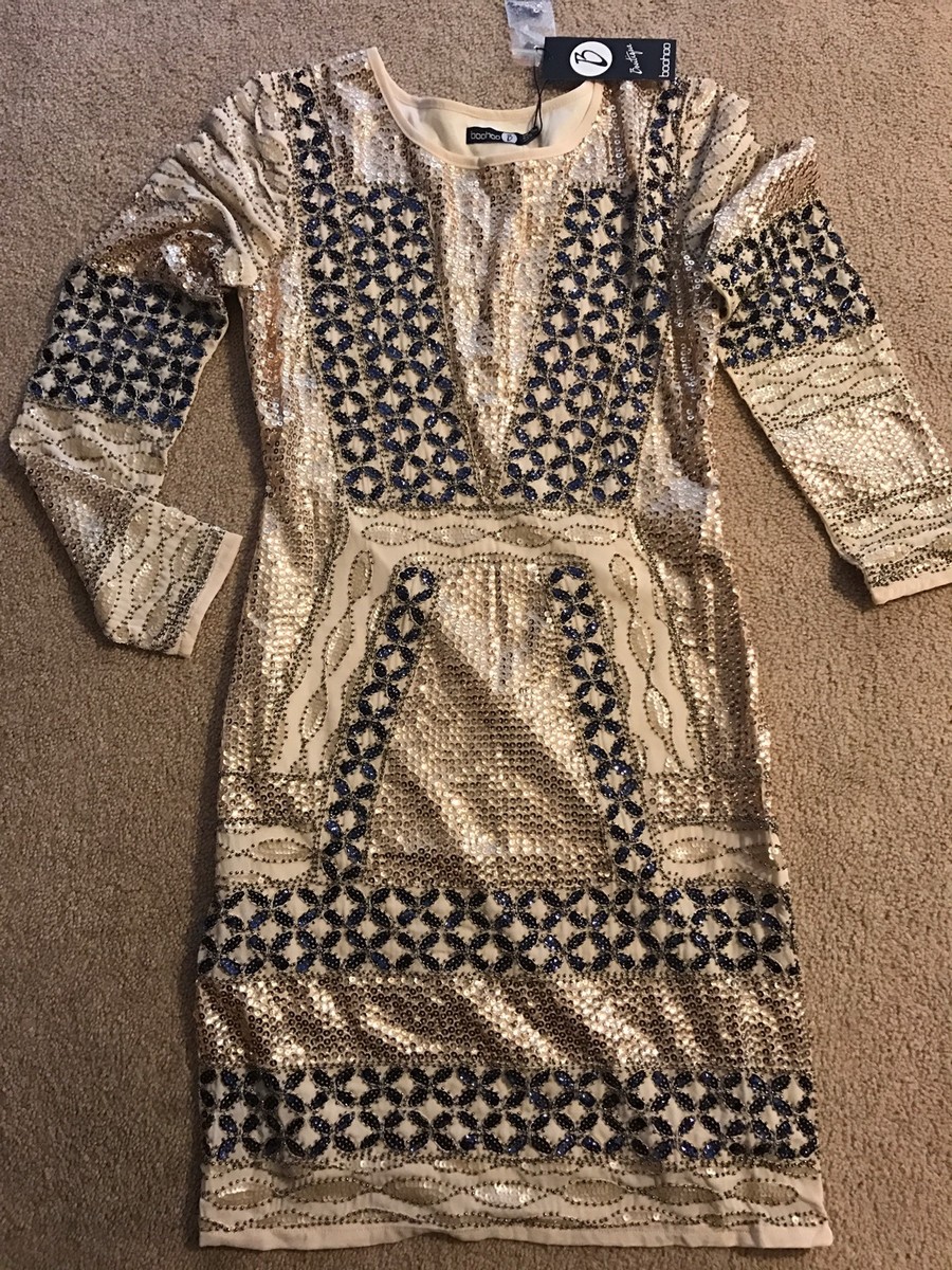 Beautiful Boohoo Boutique Yasmin Embellished Sequin Beaded Dress Size 4 US,  NWT! | eBay