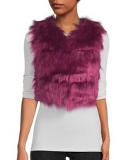 Wd Ny Faux Fur Vest Size Xl Burgundy Shaggy Nwt