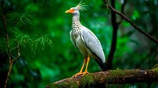 Wandbild: Ein Sekretärsvogel steht auf einem Ast im Regenwald. (206837784)