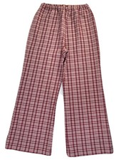 Vintage 70s Rockabilly Pants Womens Large Houndstooth Plaid Wide Leg Flare