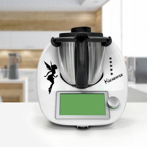 Deko Aufkleber Küchenmaschine Zubehör selbstklebend Design Küchenfee K154-01