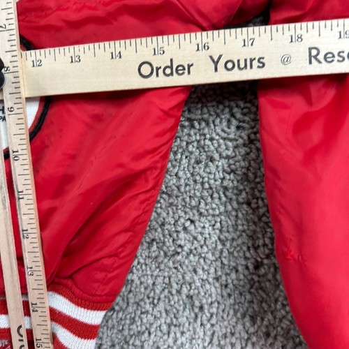 VINTAGE 80s Chalk Line Jacket Boys 6/8 Red Ice Hockey Patch Zip Up Varsity Coat - Picture 15 of 16